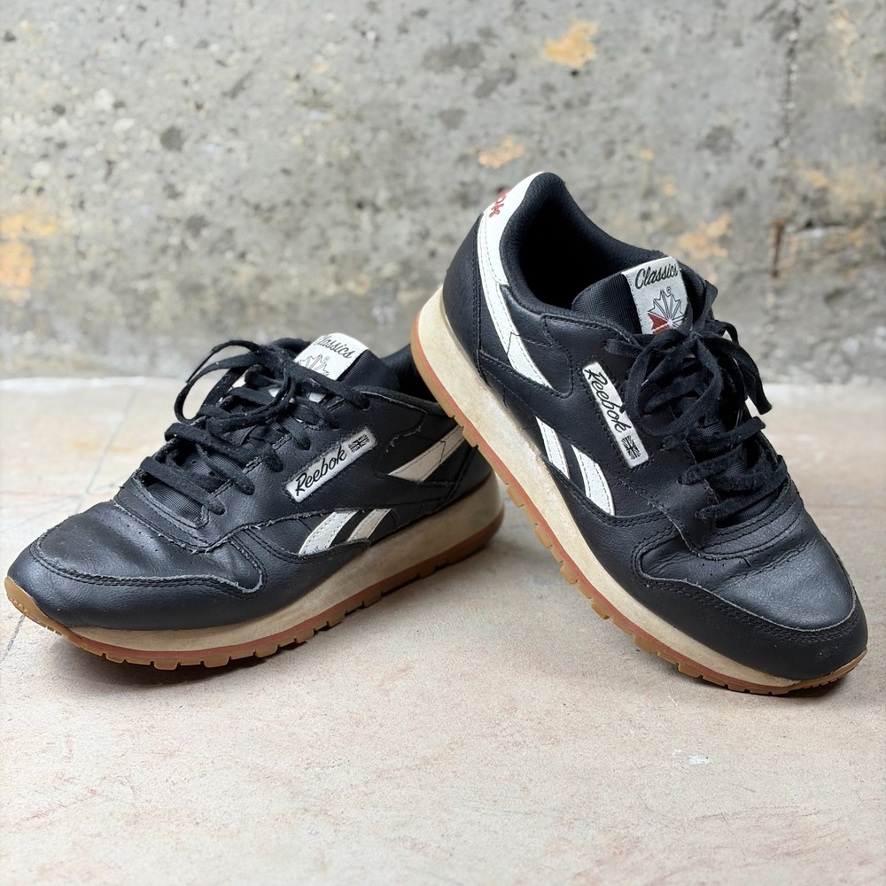 Reebok Classic Leather 100202969 Women's Sneakers 9 Black White Athletic Shoes
